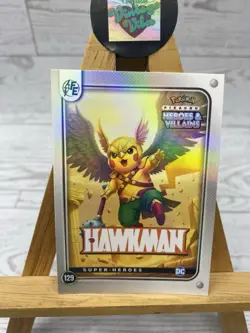 Pikachu as Cosplay Hawkman DC Heroes & Villains Non-Pokemon Fan Art Trading Card - Image 2