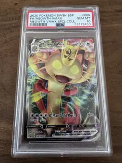 2020 Pokemon SWSH005 Meowth VMAX Special Collection Full Art PSA 10 - Image 1