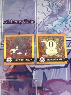Pokemon 2x Rattata Evolution Line Artbox 1999 Stickers Near Mint #2 - Image 1
