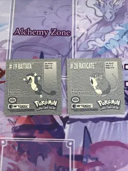 Pokemon 2x Rattata Evolution Line Artbox 1999 Stickers Near Mint #2 - Image 2