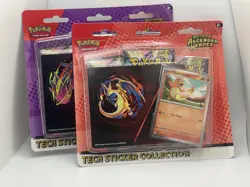 Pokemon 2x Ascended Heros Charmander & Gastly Tech Sticker Collection New Sealed - Image 1