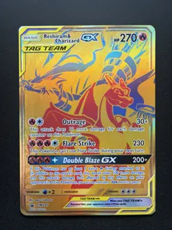 Pokemon: Reshiram & Charizard GX Tag Team Sun & Moon Promo SM247 (Gold) - Image 1