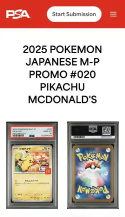 2025 POKEMON JAPANESE M-P PROMO #020 PIKACHU MCDONALD'S PSA-10 - Image 3