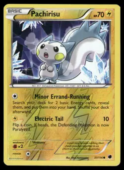 Pokemon Cards Pachirisu 37/116 Reverse Holo Plasma Freeze Common NM - Image 1