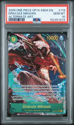One Piece 2026 Dracule Mihawk Alternate Art OP14-EB04 OP14-119 SEC PSA 10 - Image 1