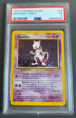 1999 Pokemon Base Set Mewtwo #10/102 Holo Unlimited PSA 5 - Image 1