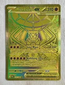 Pokemon TCG Perfect Order Hyper Rare Gold Mega Zygarde EX 124/088 Miscut Error U - Image 1
