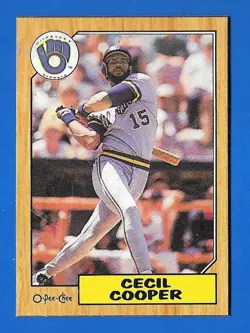 1987 TOPPS OPC D CECIL COOPER BOX BOTTOM BREWERS O PEE CHEE HAND CUT - Image 1