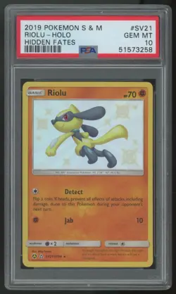2019 Pokemon Riolu Hidden Fates Holo #SV21 PSA 10 - Image 1