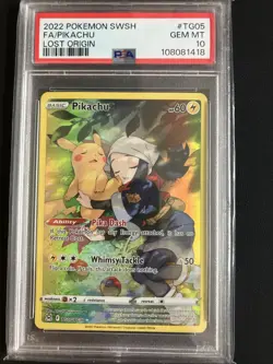 Pokemon TCG Pikachu TG05/TG30 Lost Origin Trainer Gallery FA Holo PSA 10 - Image 1