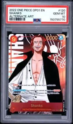 2022 One Piece Shanks OP01-120 Romance Dawn Alt Art PSA 10 - Image 1