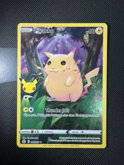 Pokemon 25th Anniversary TCG Celebrations Pikachu Full Art Holo 005/025 Card - Image 1