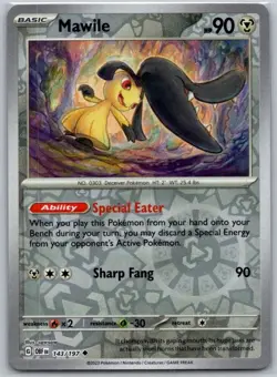 Mawile 143/197 Uncommon Obsidian Flames Pokemon Reverse Holo Near Mint - Image 1