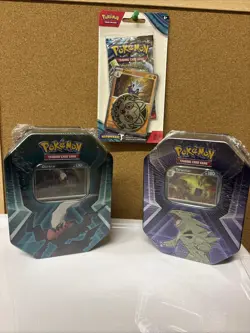Pokemon Bundle- TCG Darkrai Tin, TCG Tyranitar Tin, Scarlet & Violet Booster - Image 1