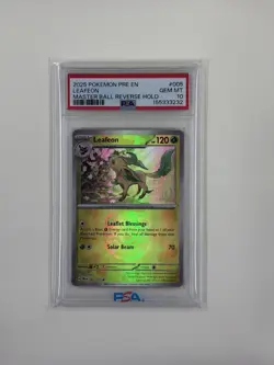 Pokemon TCG Leafeon Pre #005 Mega Ball Reverse Holo PSA 10 Gem Mint New Cert - Image 1