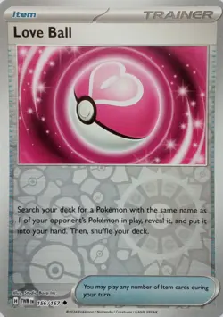 156/167 LOVE BALL REVERSE HOLO TWILIGHT MASQUERADE POKEMON CARD - Image 1