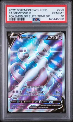 PSA 10 Gem MT Pokemon Mewtwo V Pokemon Go ETB Full Art Promo SWSH229 - Image 1