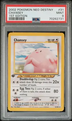 Pokemon Chansey 31/105 1st Edition Neo Destiny PSA 9 Yuka Morii - Image 1