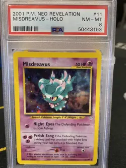2001 Pokemon Neo Revelation Holo Misdreavus #11 PSA 8 NM-MT - Image 1