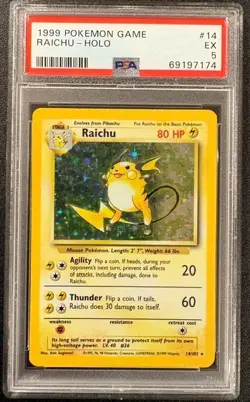 1999 Pokemon Raichu #14/102 PSA 5 - Image 1