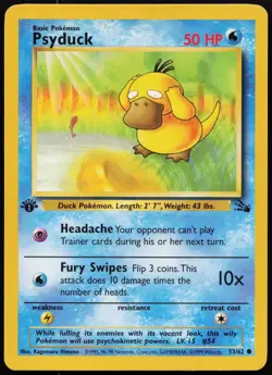 Psyduck 53/62 Common Fossil Pokemon 1st Edition MP - Image 1
