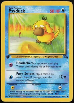 Psyduck 53/62 Common Fossil Pokemon 1st Edition MP - Image 1
