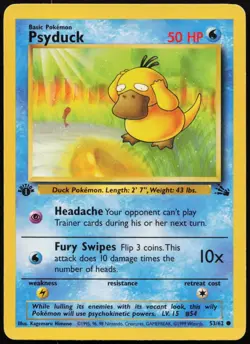 Psyduck 53/62 Common Fossil Pokemon 1st Edition MP - Image 1
