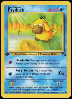 Psyduck 53/62 Common Fossil Pokemon 1st Edition MP - Image 1