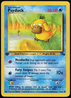 Psyduck 53/62 Common Fossil Pokemon 1st Edition MP - Image 1