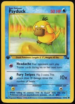 Psyduck 53/62 Common Fossil Pokemon 1st Edition MP - Image 1
