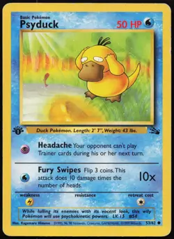 Psyduck 53/62 Common Fossil Pokemon 1st Edition HP - Image 1