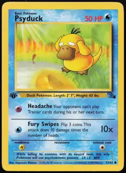 Psyduck 53/62 Common Fossil Pokemon 1st Edition HP - Image 1