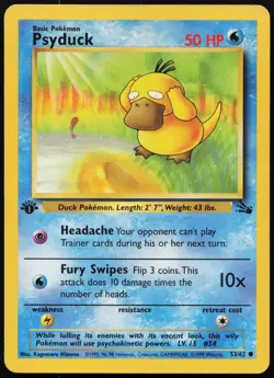 Psyduck 53/62 Common Fossil Pokemon 1st Edition HP - Image 1