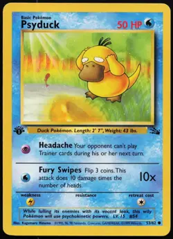 Psyduck 53/62 Common Fossil Pokemon 1st Edition MP - Image 1