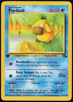 Psyduck 53/62 Common Fossil Pokemon 1st Edition MP - Image 1