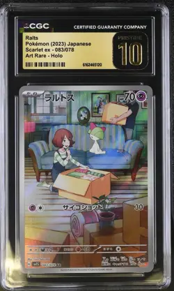 Ralts Pokemon 2023 Japanese Scarlet ex 083/078 Art Rare Holo CGC PRISTINE 10 - Image 1