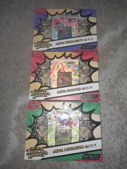 3 Pokemon Ascended Heroes Mega ex Box Bundle - Feraligatr Emboar Meganium NEW - Image 1