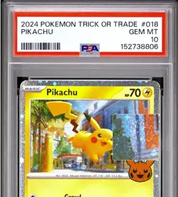 2024 Pokemon Trick or Trade Pikachu Cosmos Holo #018/091 TWO SWIRLS PSA 10 - Image 4