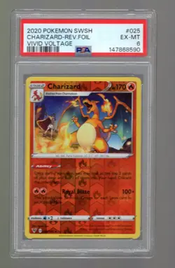 2020 Pokemon SWSH Vivid Voltage Charizard #025 Reverse Holo EN Graded PSA 6 - Image 1