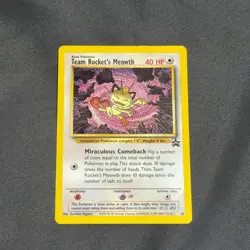 1999 Pokemon Wizards Black Star Promo Team Rocket's Meowth #18 MP - Image 1