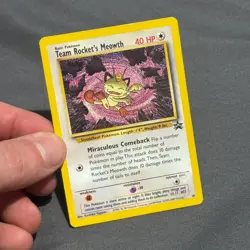 1999 Pokemon Wizards Black Star Promo Team Rocket's Meowth #18 MP - Image 3