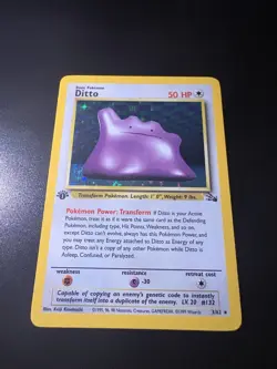 1st Edition Ditto Holo 3/62 Fossil Unlimited Rare WOTC Vintage Pokemon Card LP - Image 1