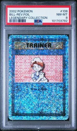 2002 POKEMON LEGENDARY COLLECTION #108 BILL-REVERSE FOIL PSA 8 - Image 1