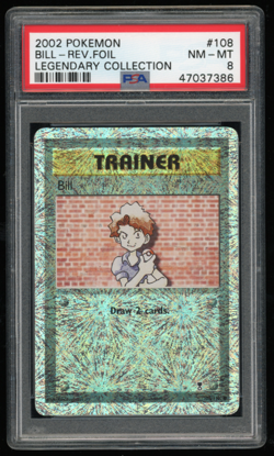 2002 POKEMON LEGENDARY COLLECTION 108/110 BILL REVERSE FOIL PSA 8 - Image 1