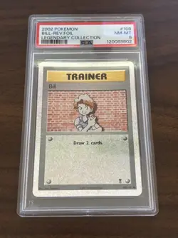 Vintage 2002 POKEMON LEGENDARY COLLECTION #108 BILL-REVERSE FOIL PSA 8 - Image 1