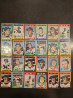 1975 Topps Baseball Indians - 24 Card Lot - VG - Ex Condition - Image 1