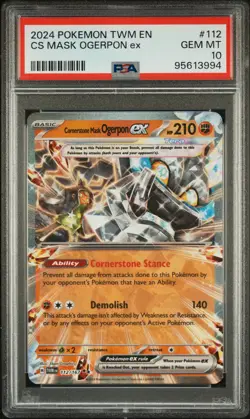 2024 POKEMON TWILIGHT MASQUERADE TWM EN #112 CS MASK OGERPON ex - PSA 10 LOW POP - Image 1