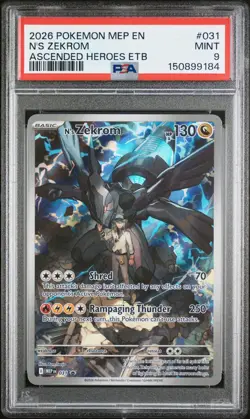 2026 Pokemon Mega Evolution N’s Zekrom 031 PSA 9 Mint Ascended Heroes ETB Promo - Image 1
