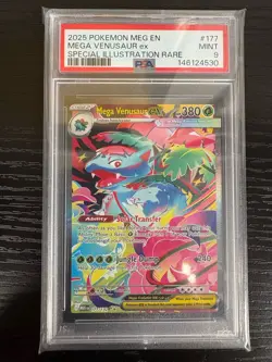 2025 Pokemon MEG EN Mega Venusaur ex Special Illustration Rare #177 PSA 9 - Image 1