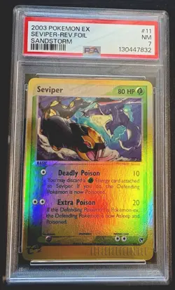 2003 Vintage Pokemon Card - Seviper 11/100- RARE REVERSE FOIL - Graded PSA 7 - Image 1